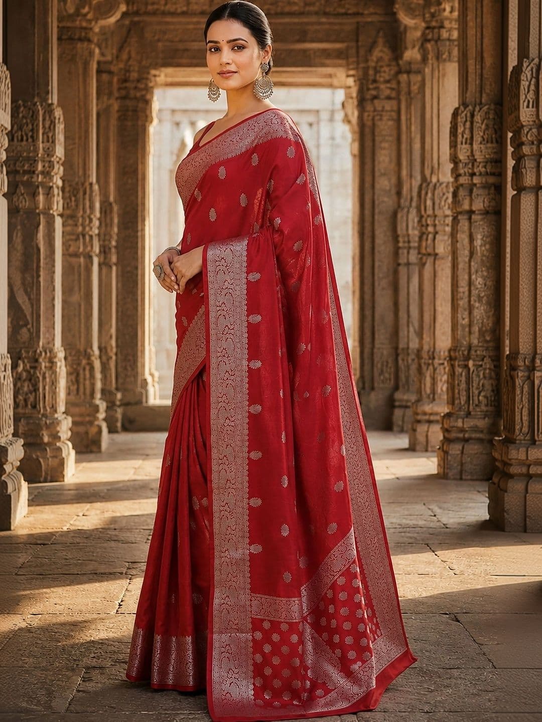 Mitera Woven Design Silk Blend Designer Banarasi Saree thumbnail 3