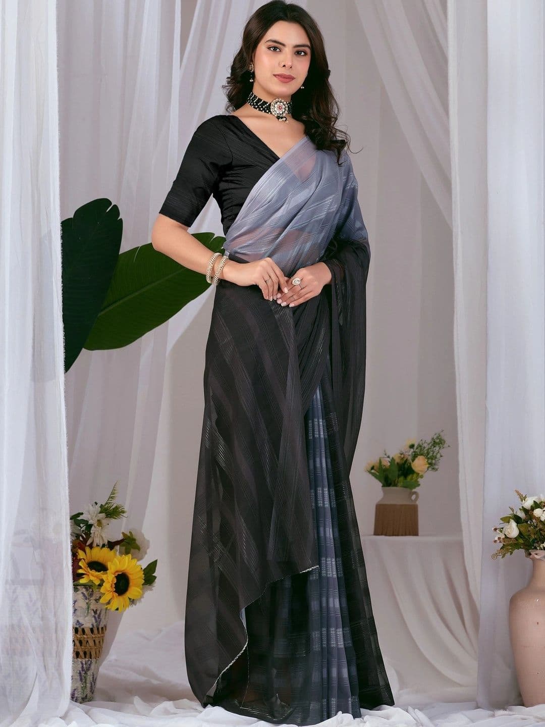 DIVASTRI Ombre Poly Georgette Designer Saree thumbnail 7