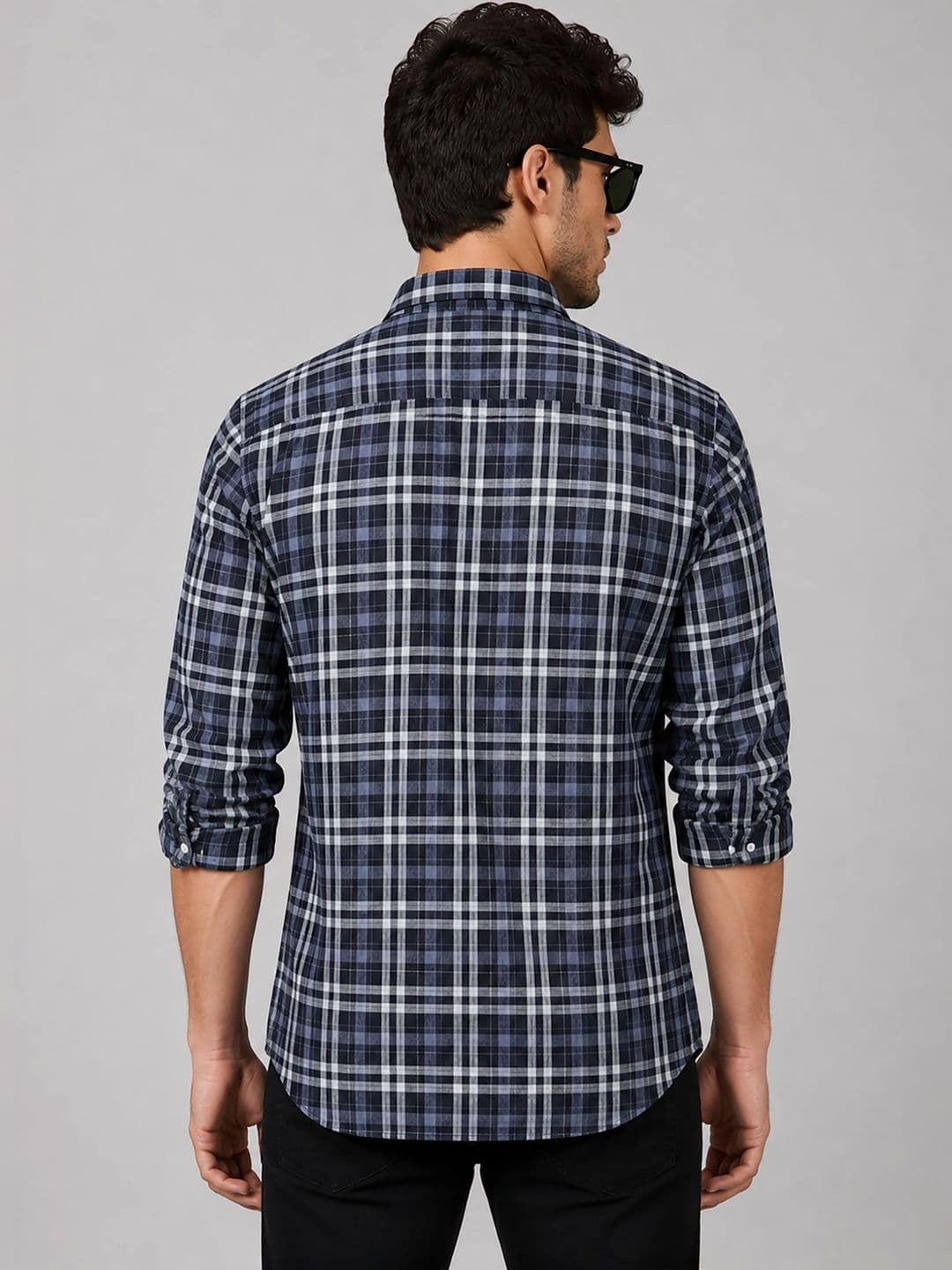 U.S. PITCHERS Men Modern Slim Fit Checked Casual Shirt thumbnail 6
