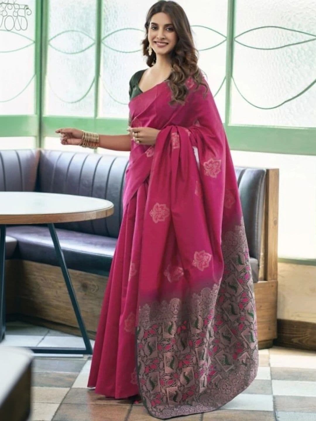 NARIVESH TRENDS Woven Design Zari Silk Cotton Saree - view 1