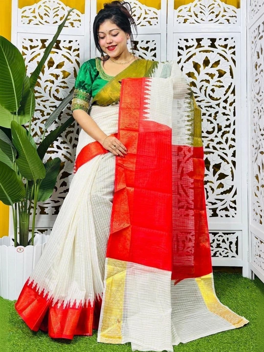 JHILUU Woven Design Zari Pure Cotton Saree - view 1