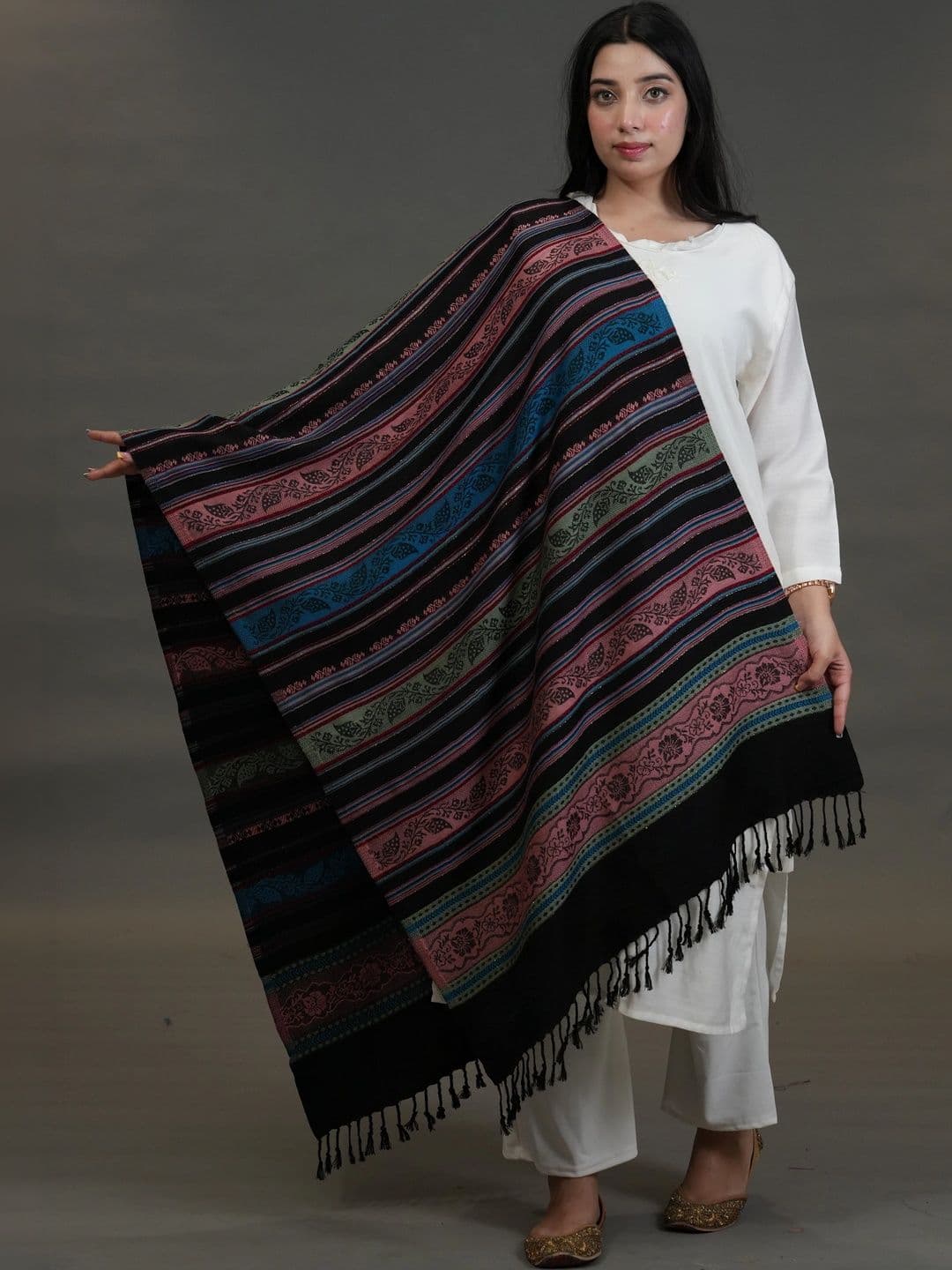 S.T. Women Ethnic Motifs Woven Design Acrylic Shawl - view 1