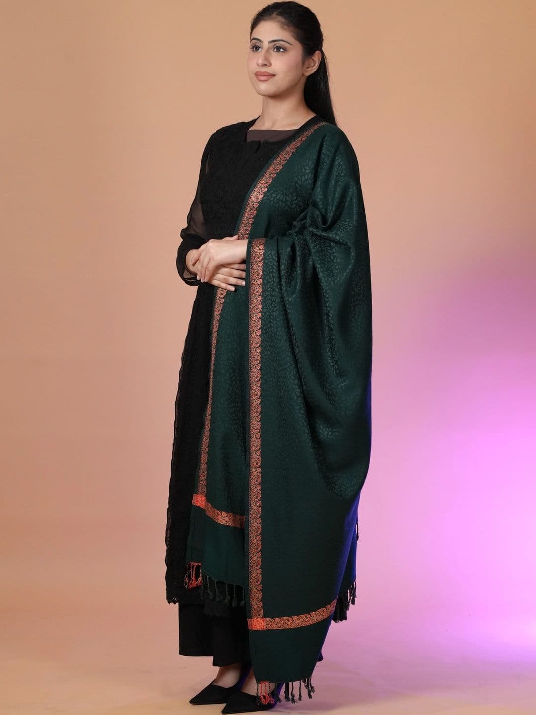 S.T. Women Botanical Woven Design Acrylic Shawl thumbnail 5