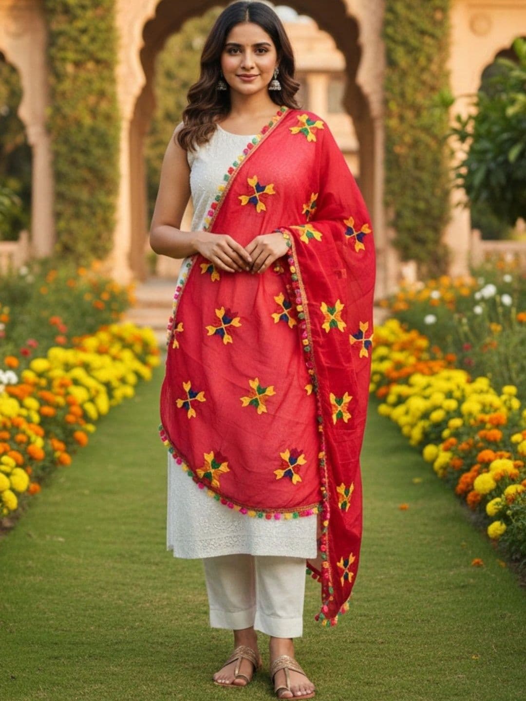 IVAARA Ethnic Motifs Embroidered Dupatta with Thread Work - view 1
