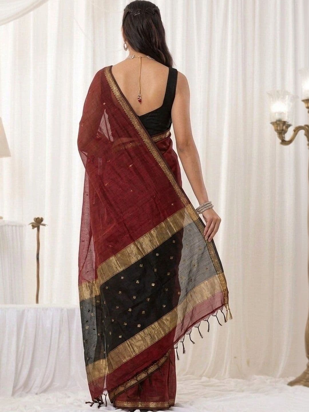 UMANTA Silk Blend Banarasi Saree thumbnail 6