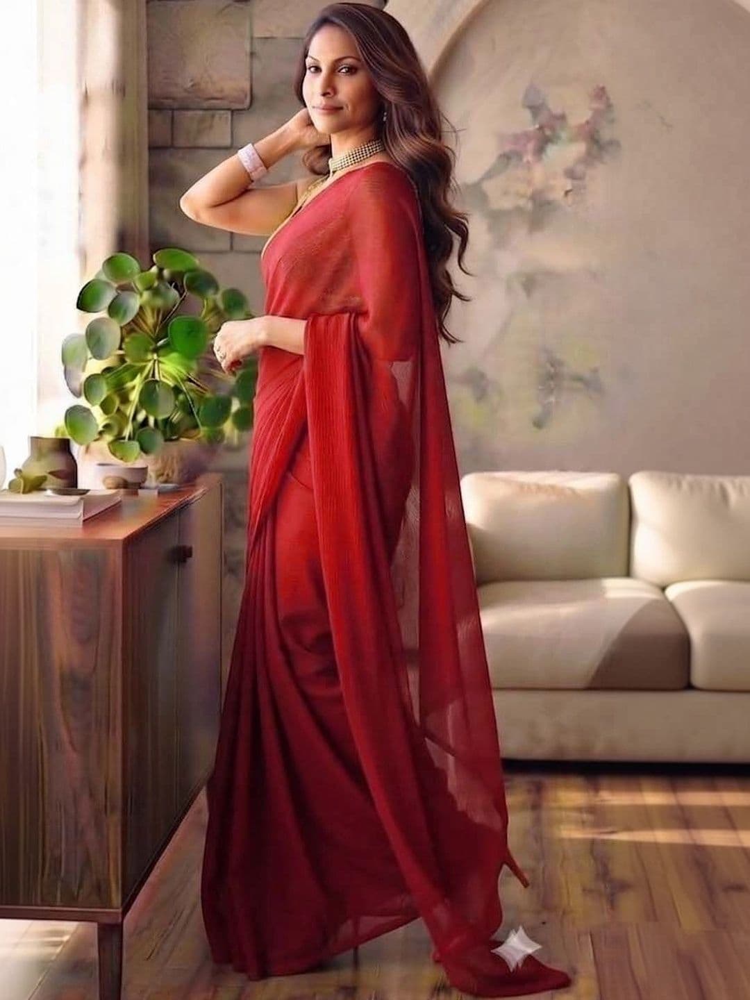 HERE&NOW Poly Georgette Saree thumbnail 2