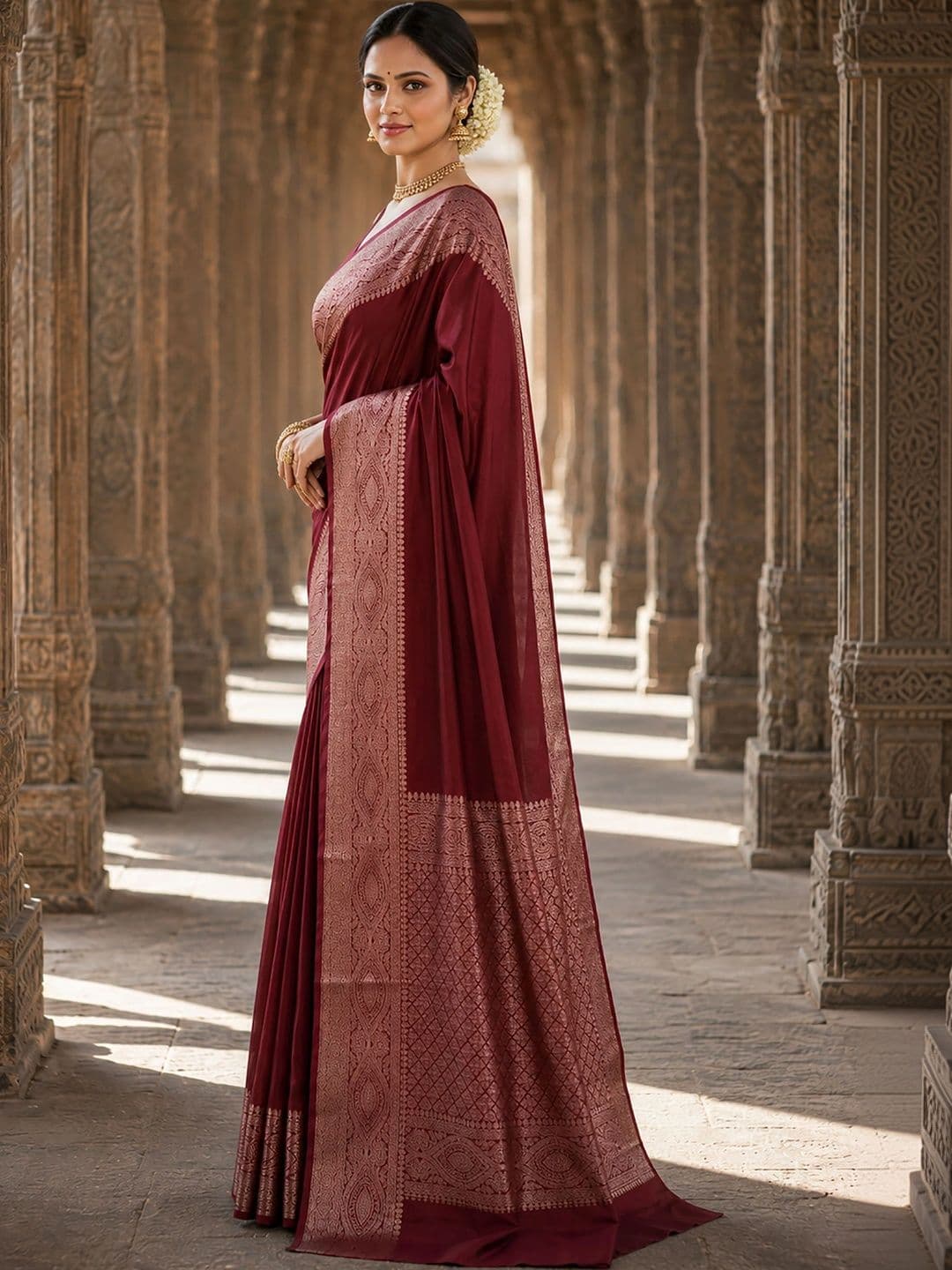 Mitera Woven Design Zari Silk Blend Designer Banarasi Saree thumbnail 4