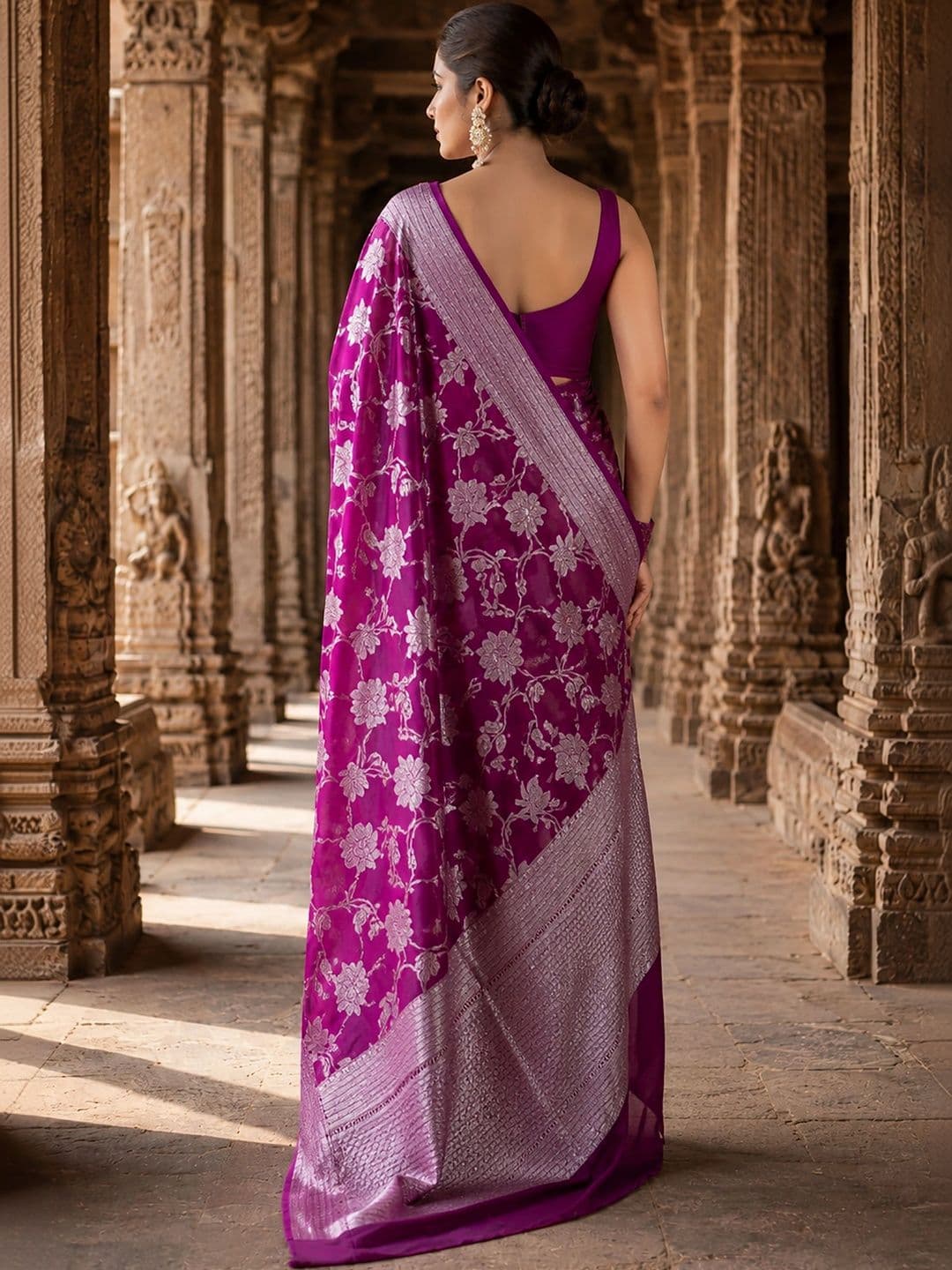Mitera Woven Design Zari Silk Blend Designer Banarasi Saree thumbnail 4