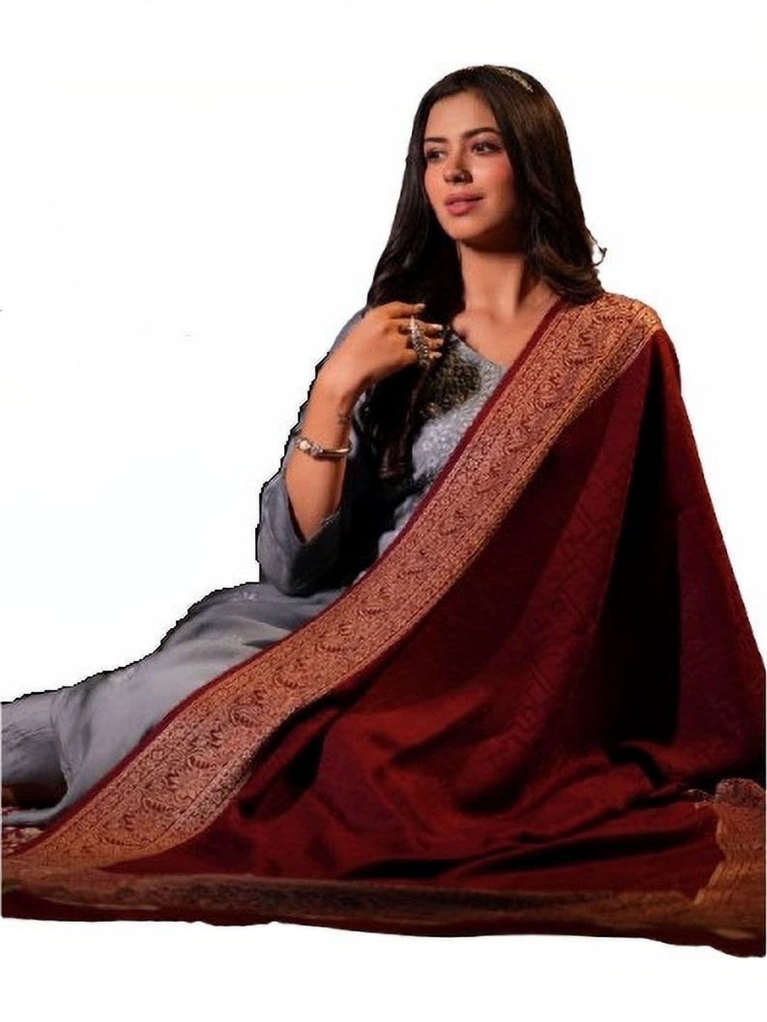 S.T. Women Woven Design Acrylic Shawl thumbnail 2