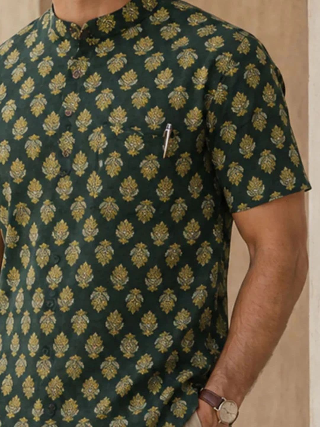 Avishya Men Floral Printed Handloom Kurta thumbnail 6