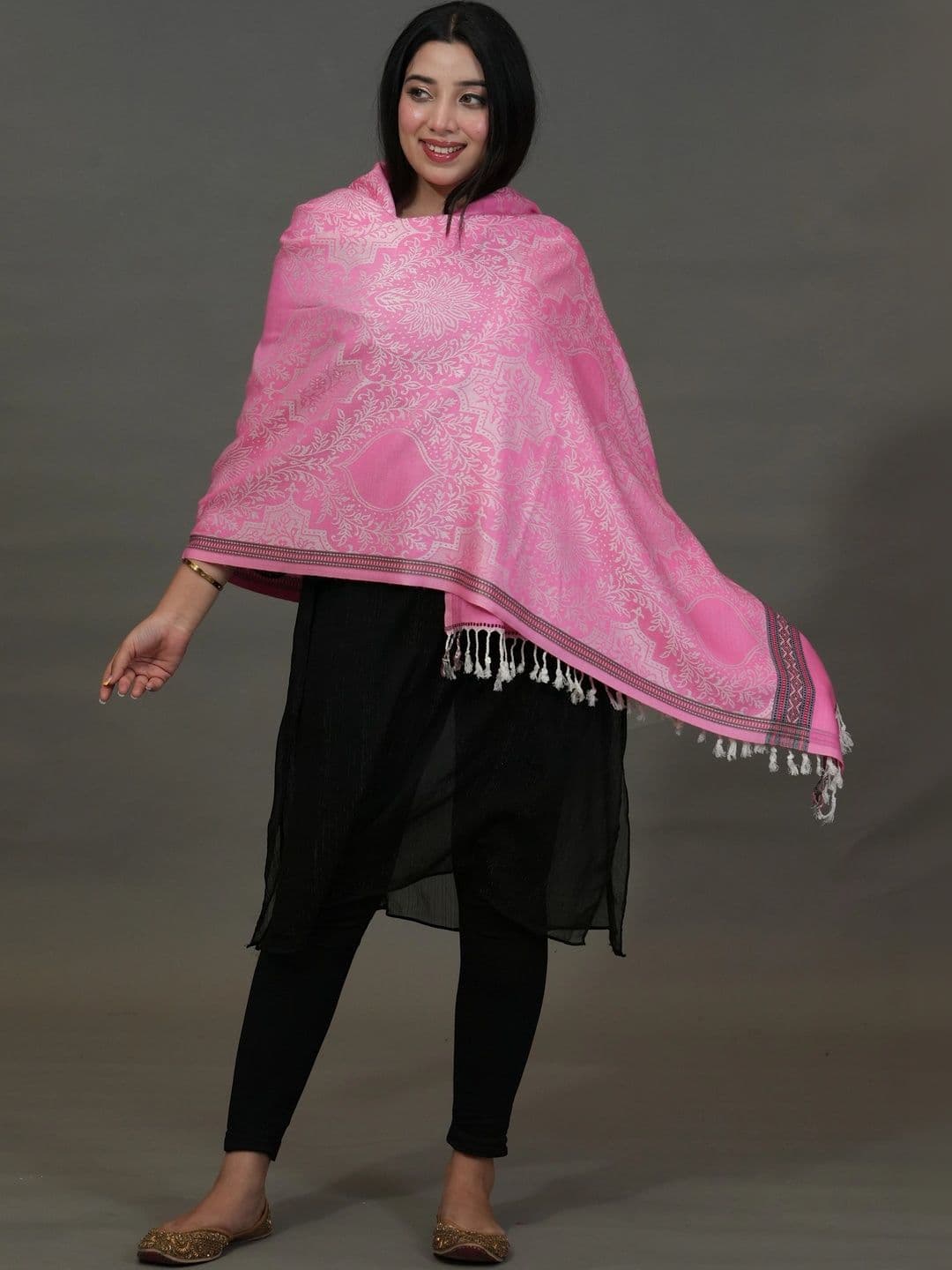 S.T. Women Ethnic Motifs Woven Design Acrylic Shawl thumbnail 5