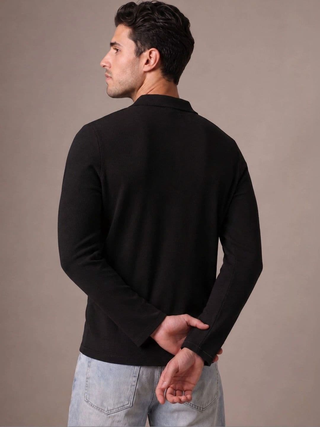 glitchez Men Striped Polo Collar T-shirt thumbnail 2