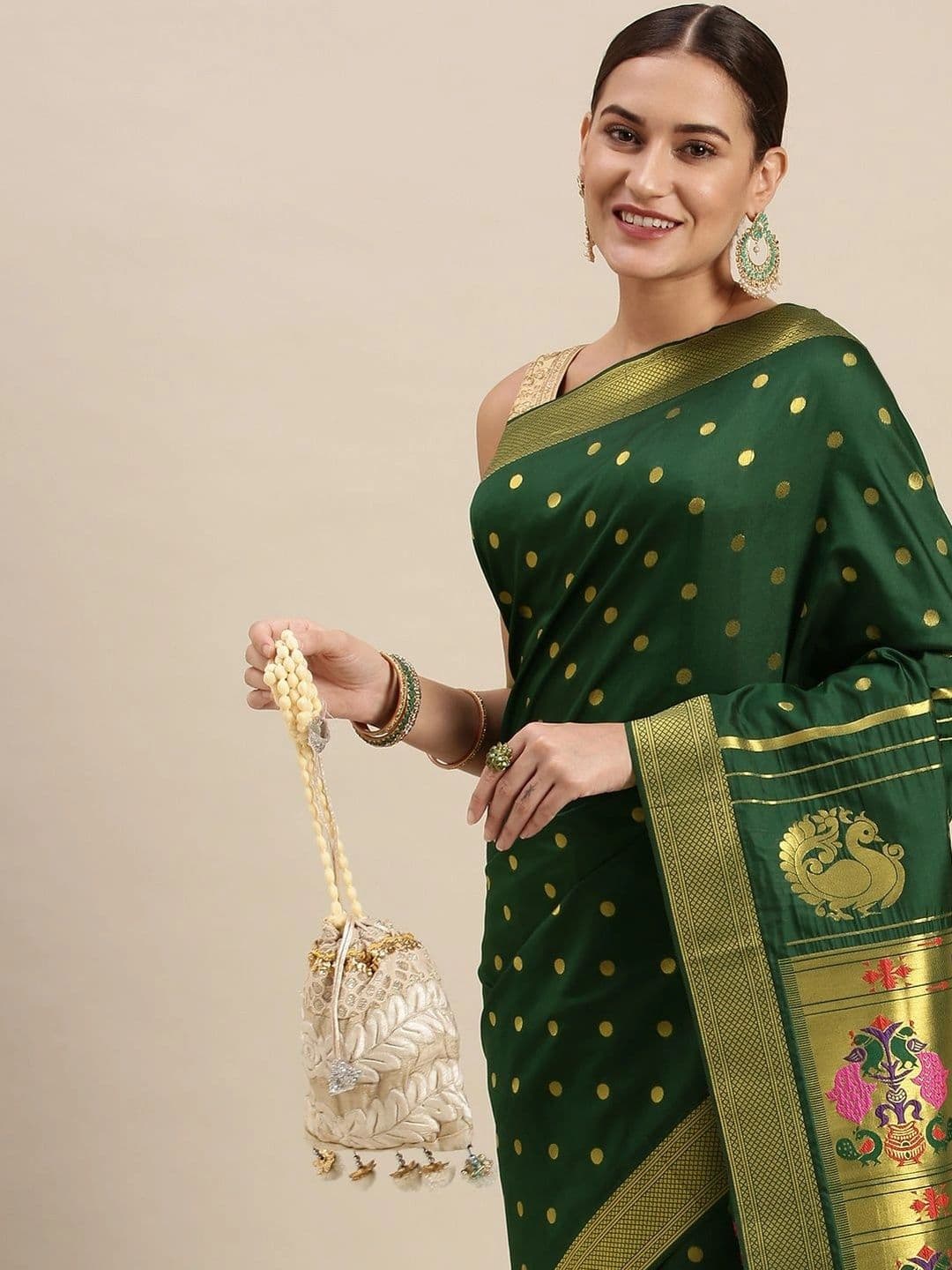 KALINI Woven Design Zari Art Silk Paithani Saree thumbnail 6