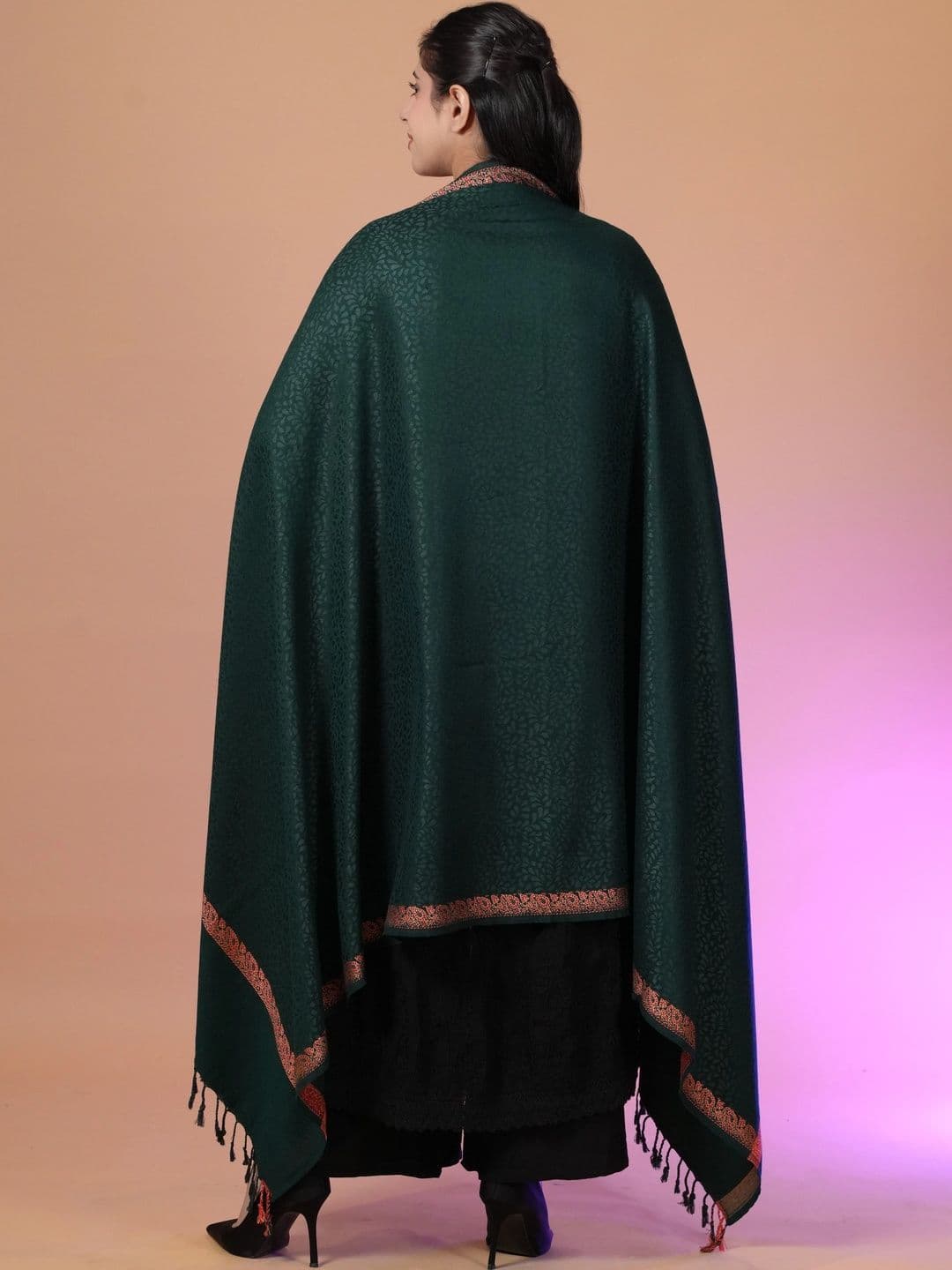 S.T. Women Botanical Woven Design Acrylic Shawl thumbnail 4