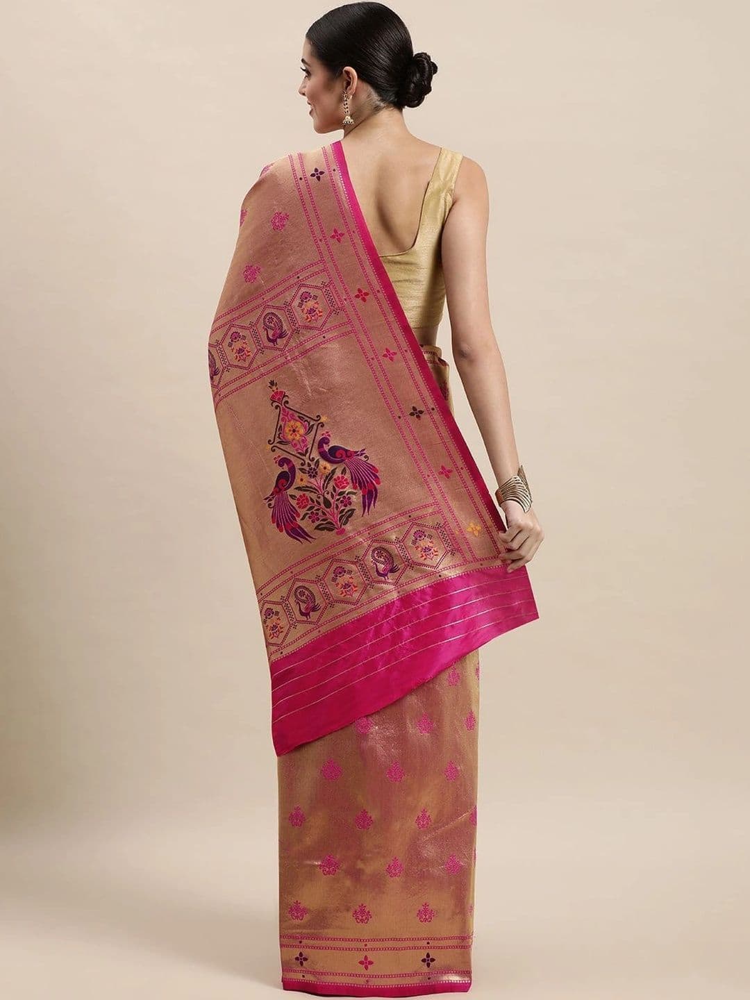 KALINI Woven Design Zari Art Silk Paithani Saree thumbnail 7