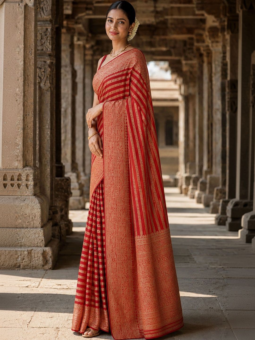 Mitera Woven Design Zari Silk Blend Designer Banarasi Saree thumbnail 5