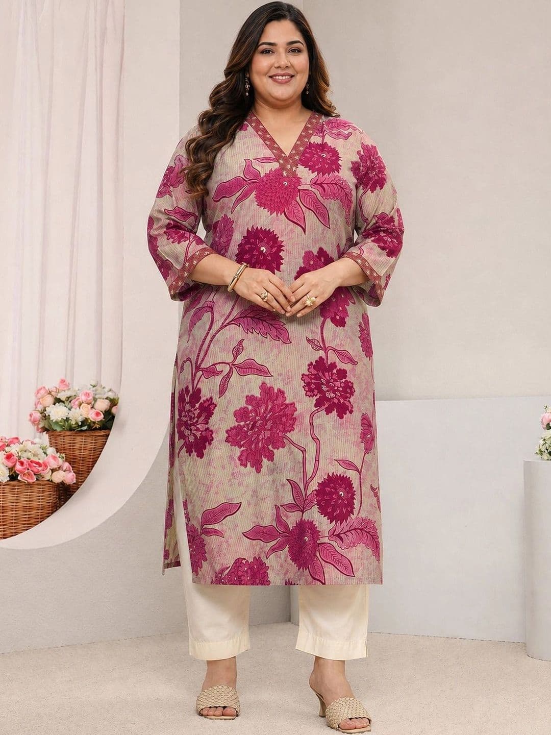 EXTRA LOVE BY LIBAS Women Floral Printed Floral Kurta - view 1