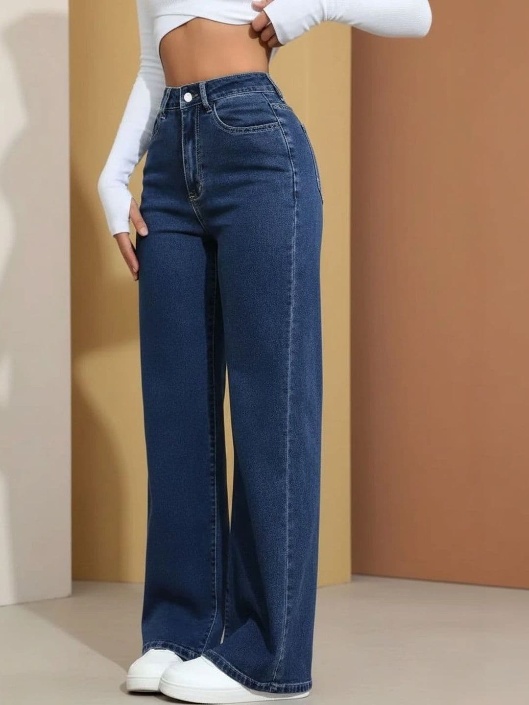 Mast & Harbour Women Comfort Wide Leg High-Rise Stretchable Jeans thumbnail 2