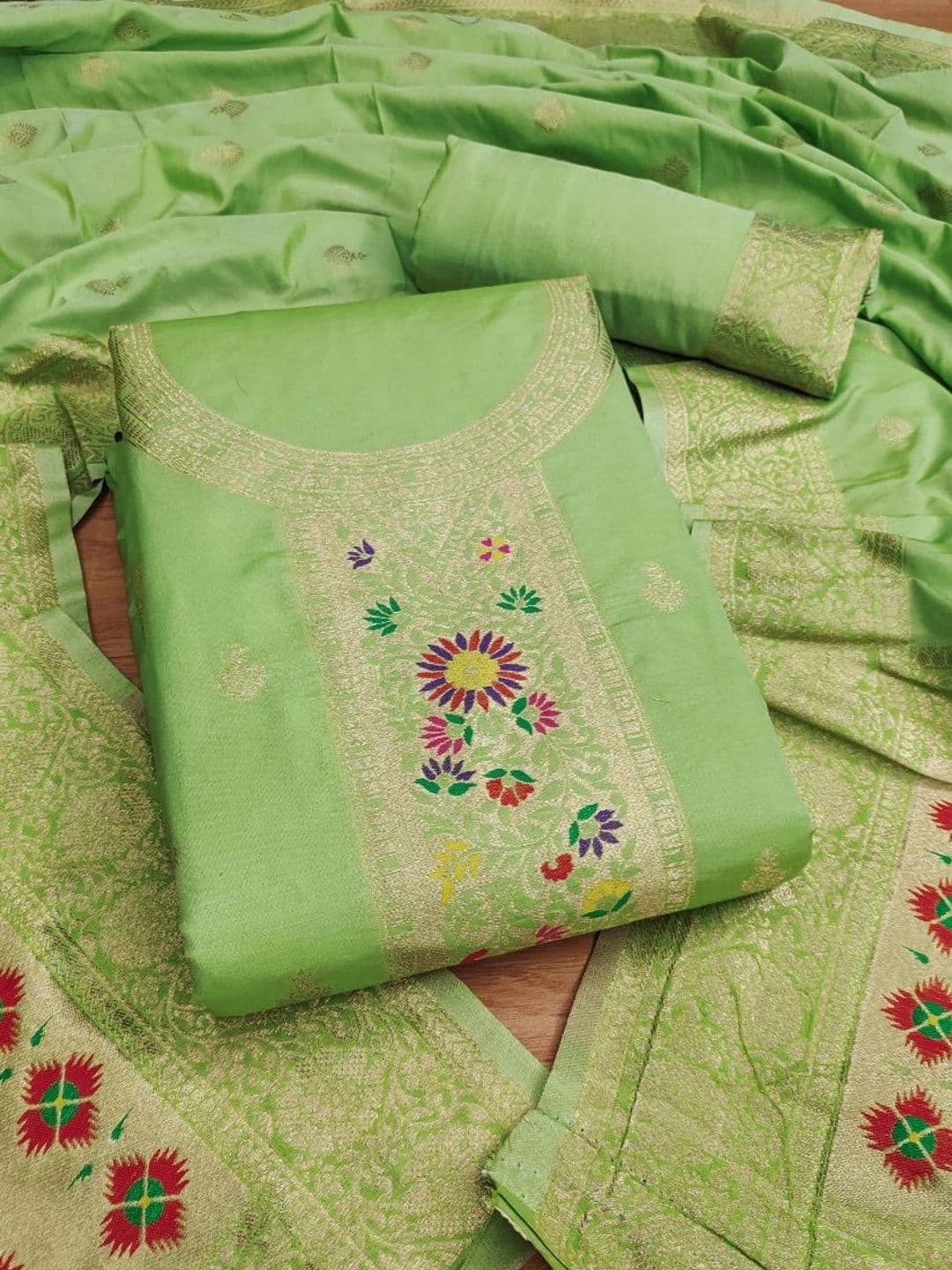 KALINI Pure Cotton Unstitched Dress Material - view 1