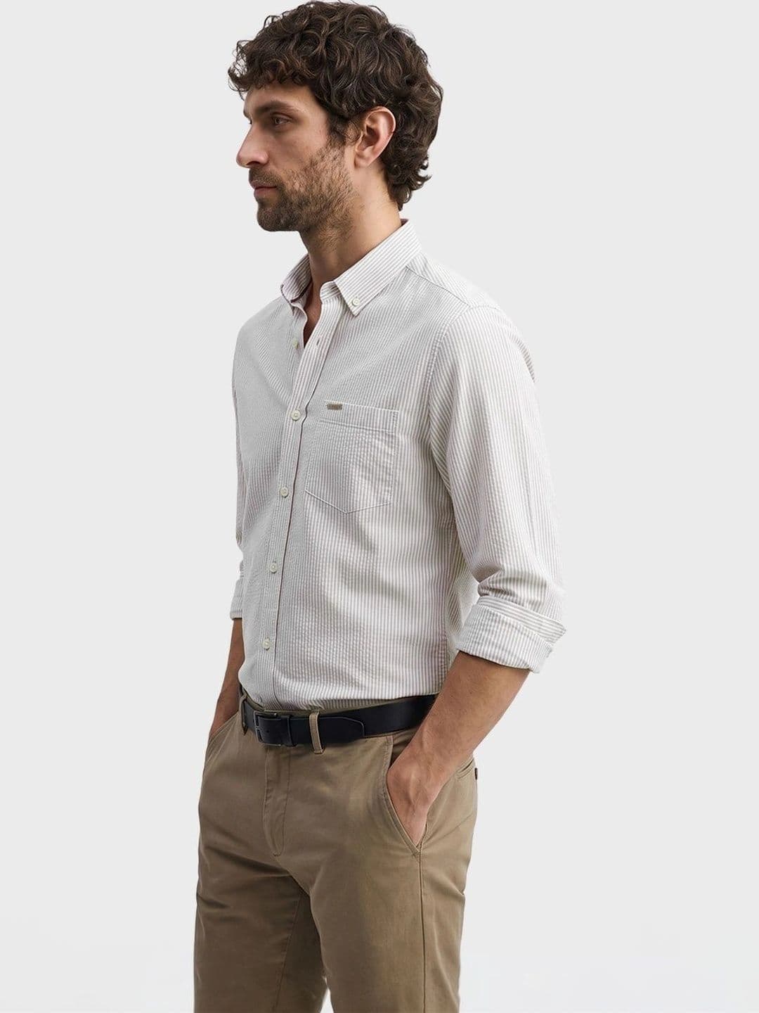 The Indian Garage Co Men Slim Fit Striped Casual Shirt thumbnail 3