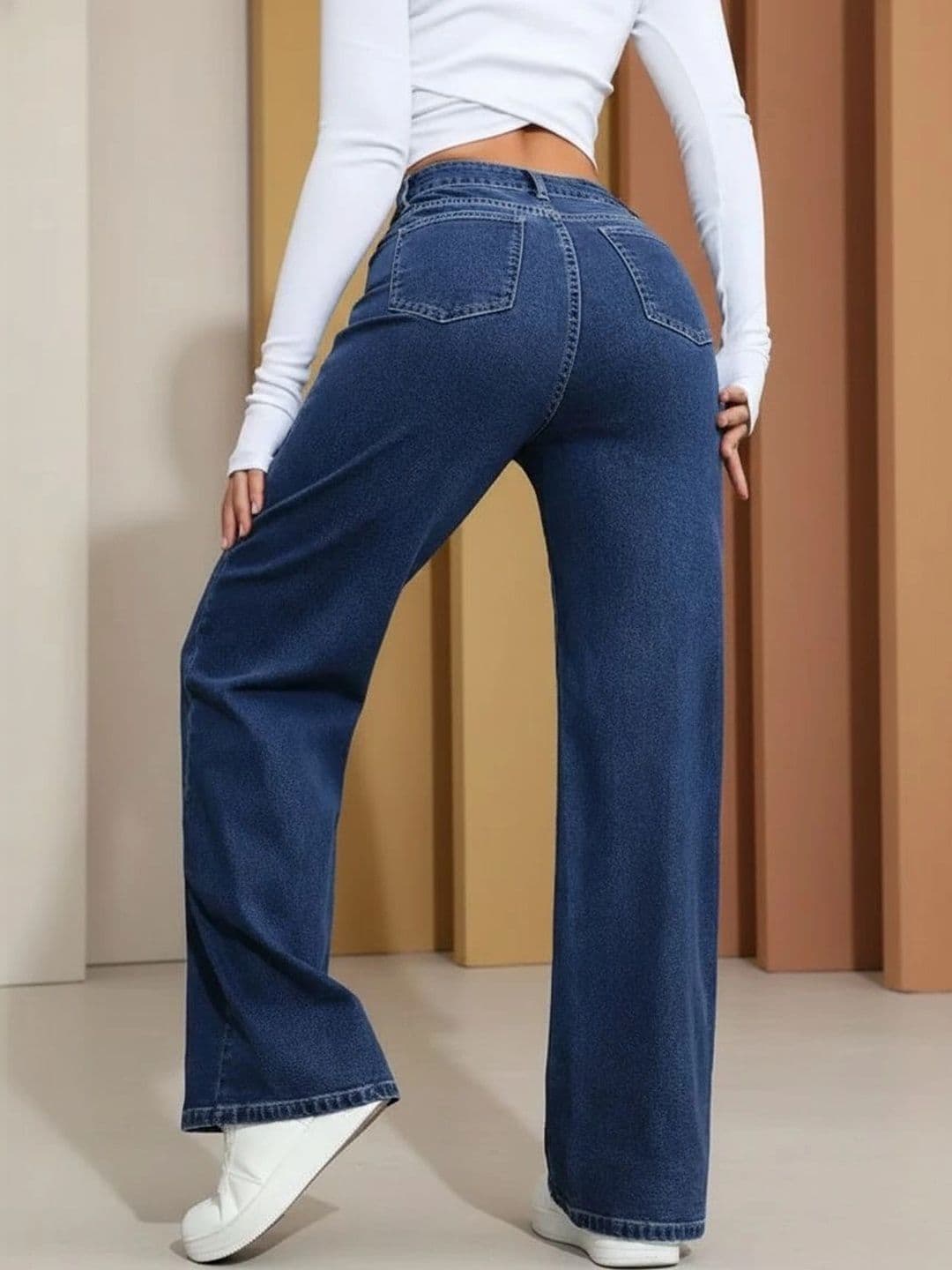 Mast & Harbour Women Comfort Wide Leg High-Rise Stretchable Jeans thumbnail 3