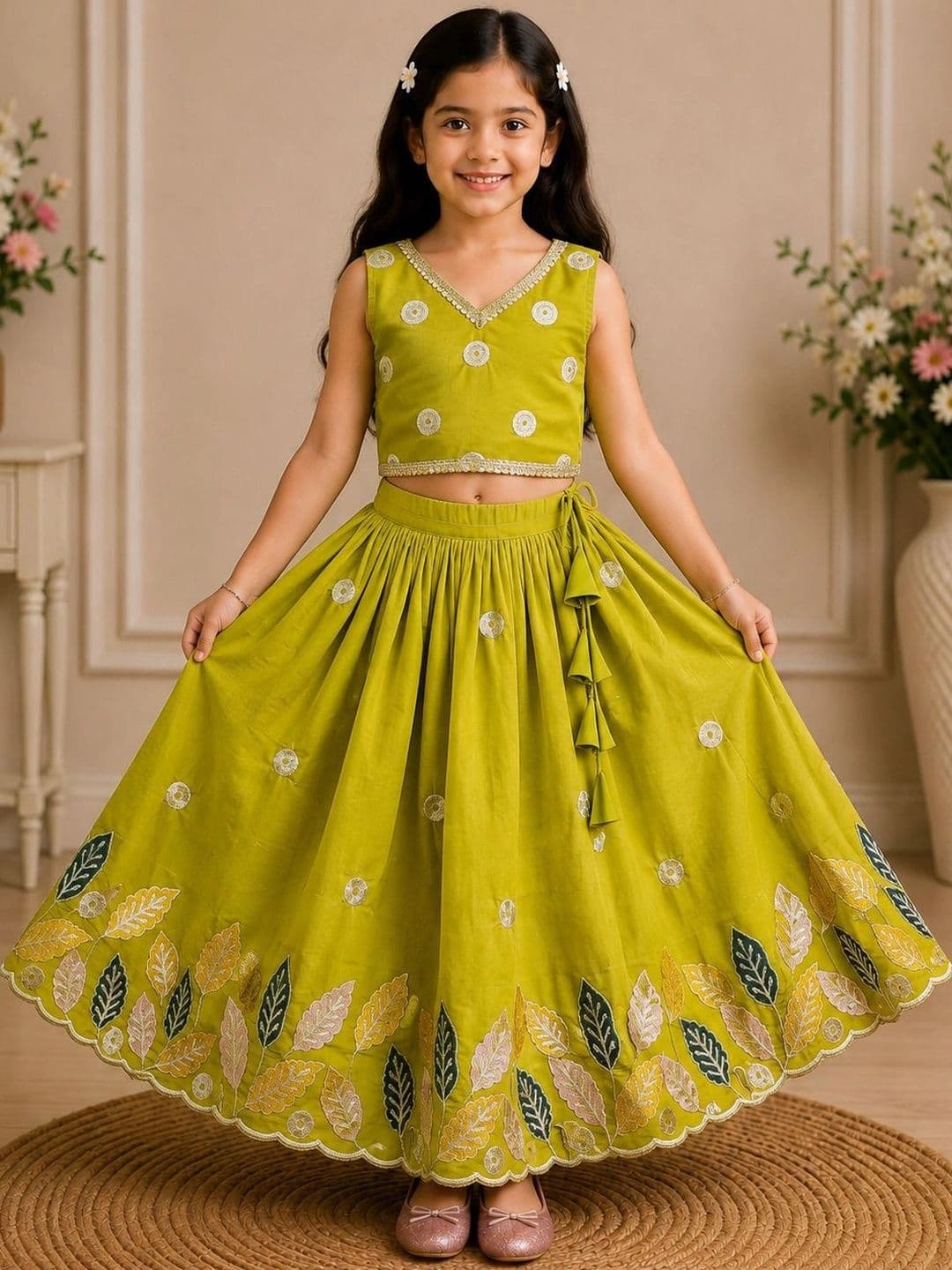 KALINI Girls Embellished Sequinned Ready to Wear Lehenga & - view 1