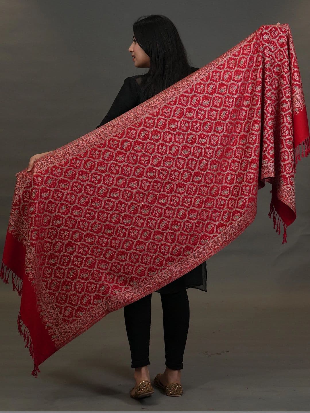 S.T. Women Ethnic Motifs Woven Design Acrylic Shawl thumbnail 4