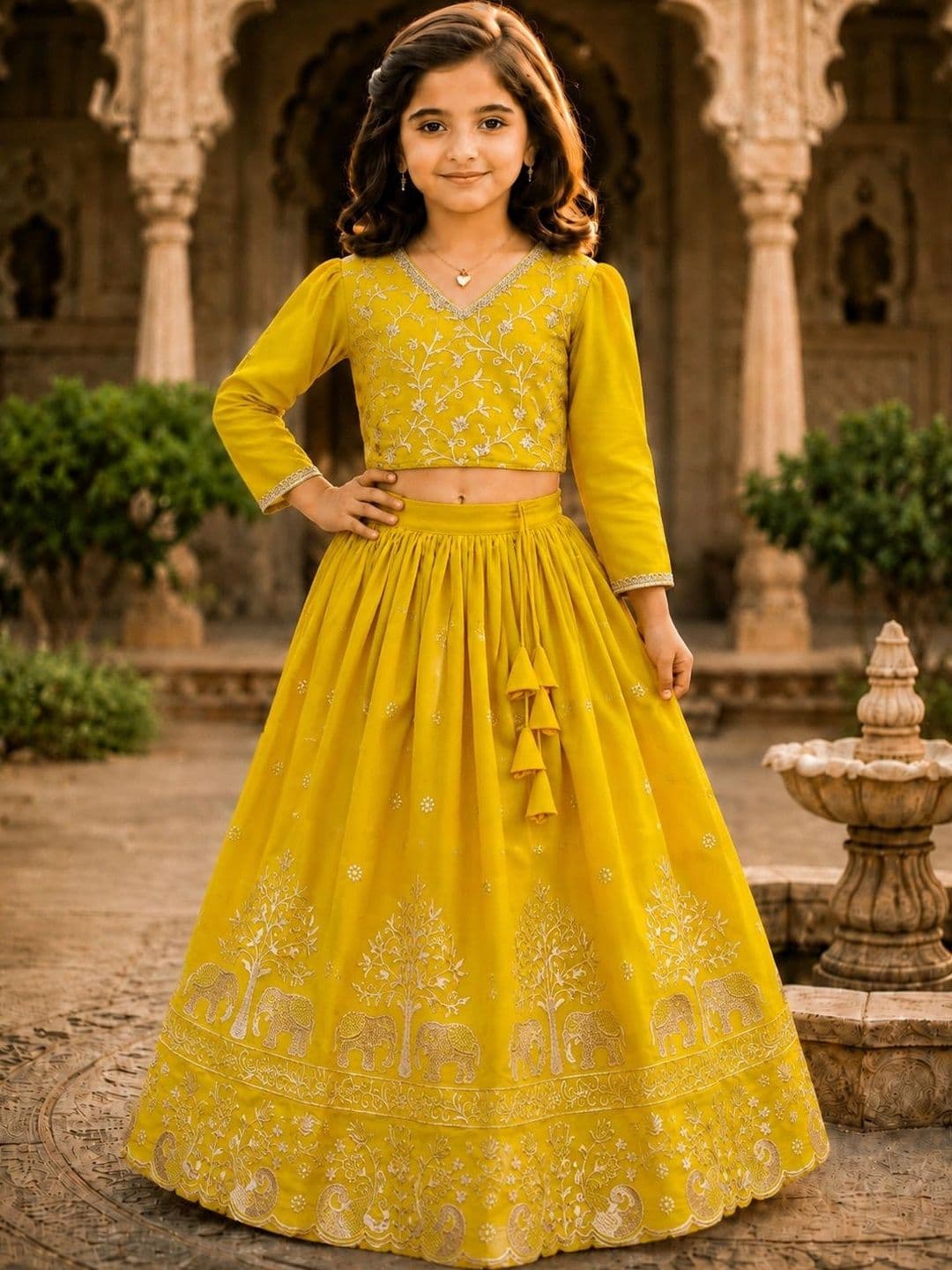 KALINI Girls Embroidered Thread Work Ready to Wear Lehenga & - view 1