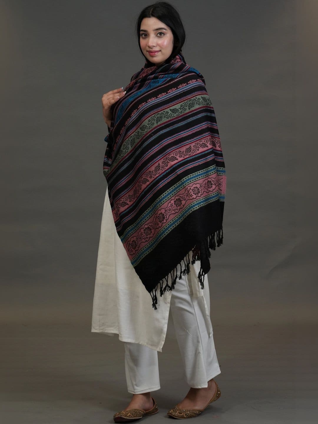 S.T. Women Ethnic Motifs Woven Design Acrylic Shawl thumbnail 2