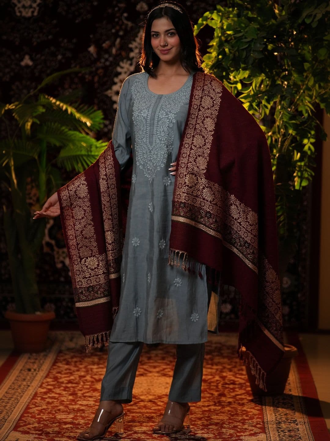 S.T. Women Ethnic Motifs Woven Design Acrylic Shawl - view 1
