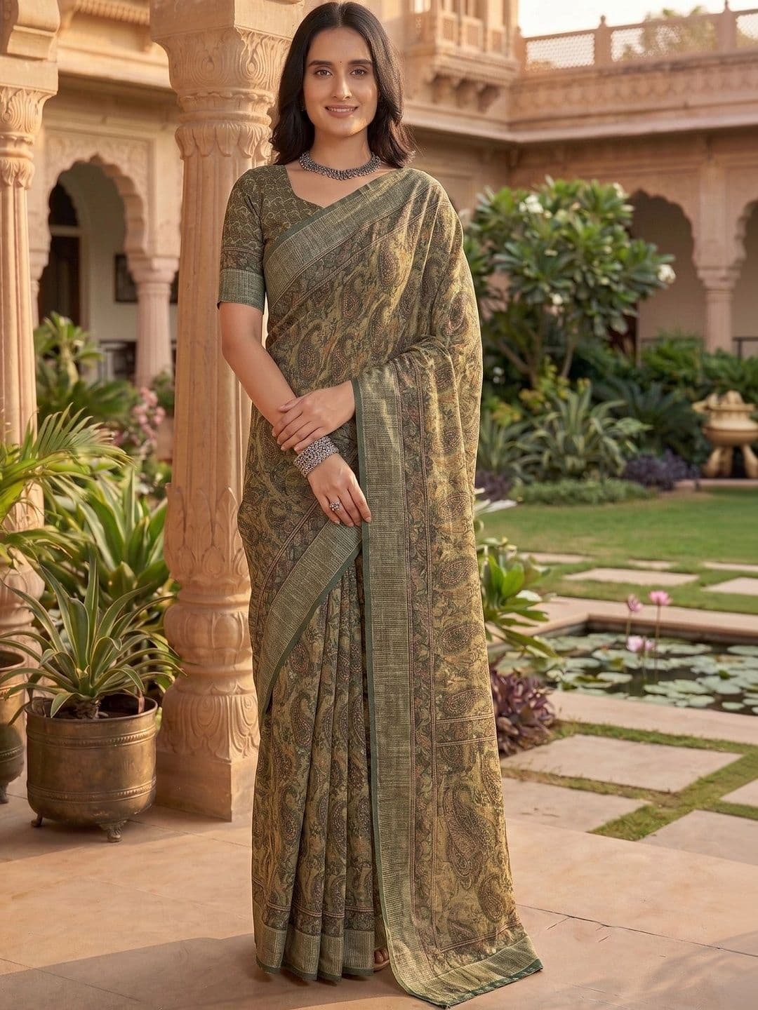 elora Paisley Fusion Chanderi Saree - view 1