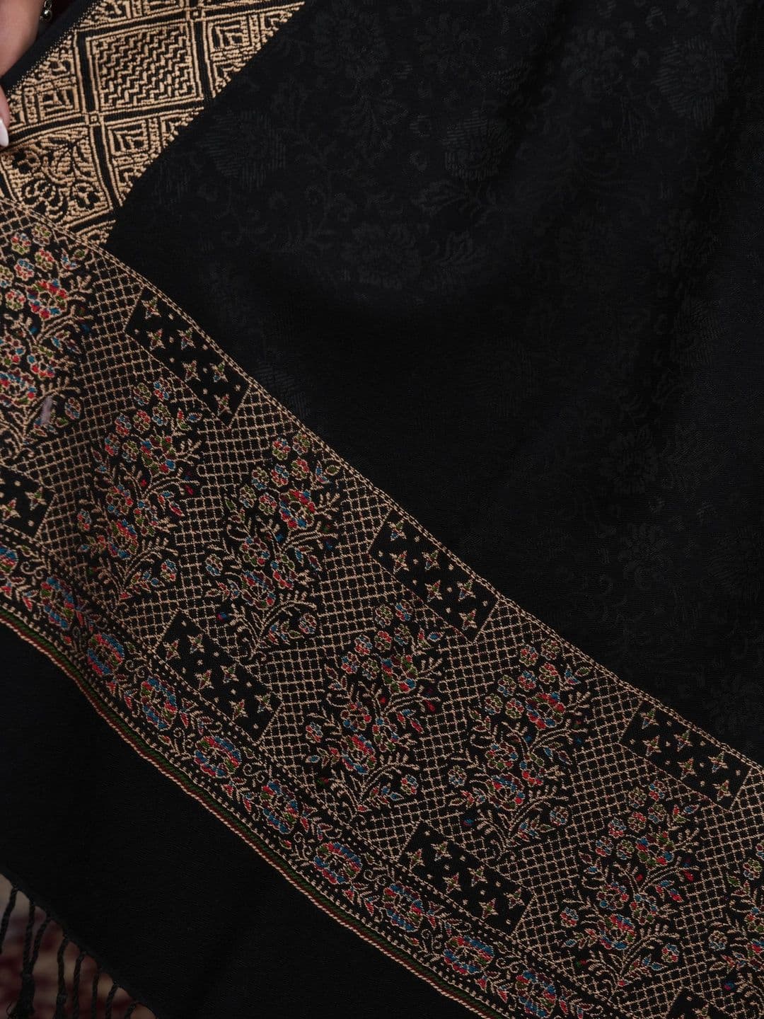S.T. Women Ethnic Motifs Woven Design Acrylic Shawl thumbnail 3