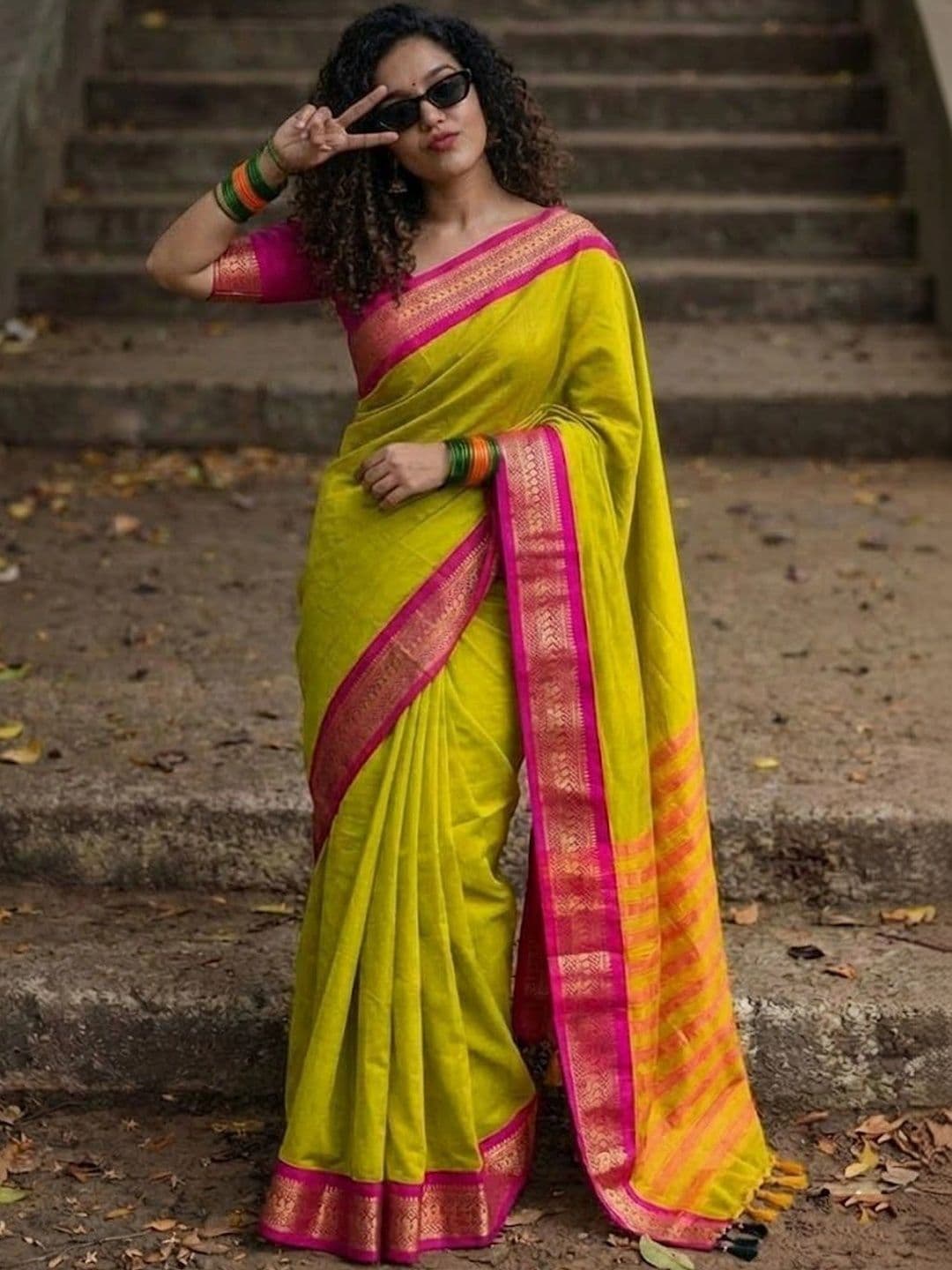 ALPENIKA Striped Zari Art Silk Mysore Silk Saree - view 1