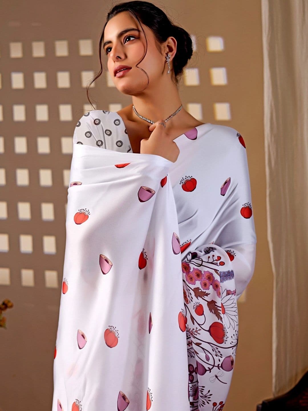 KALINI Floral Satin Designer Saree thumbnail 3