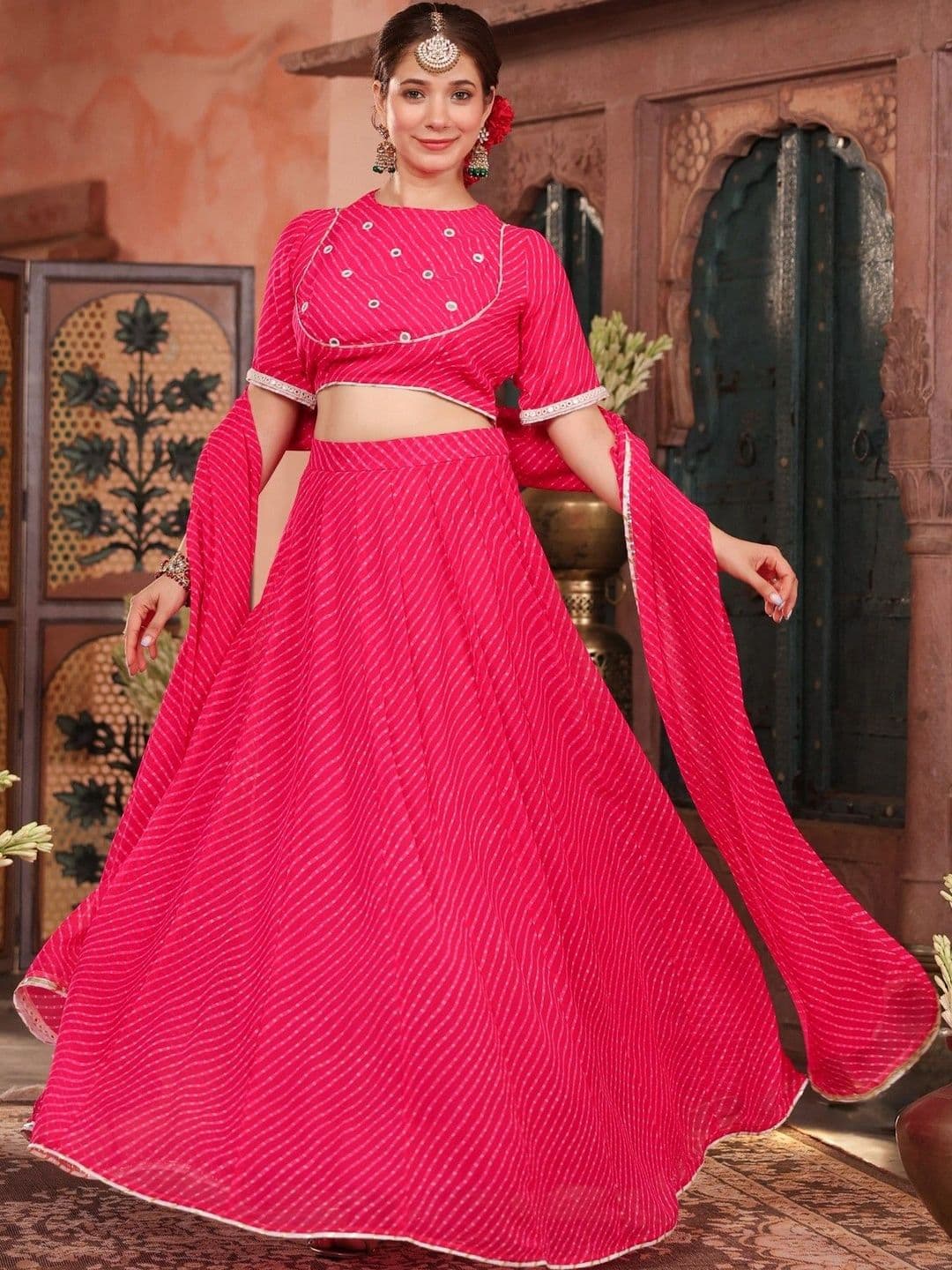 SCAKHI Embroidered Mirror Work Ready to Wear Lehenga & Blouse With Dupatta thumbnail 2