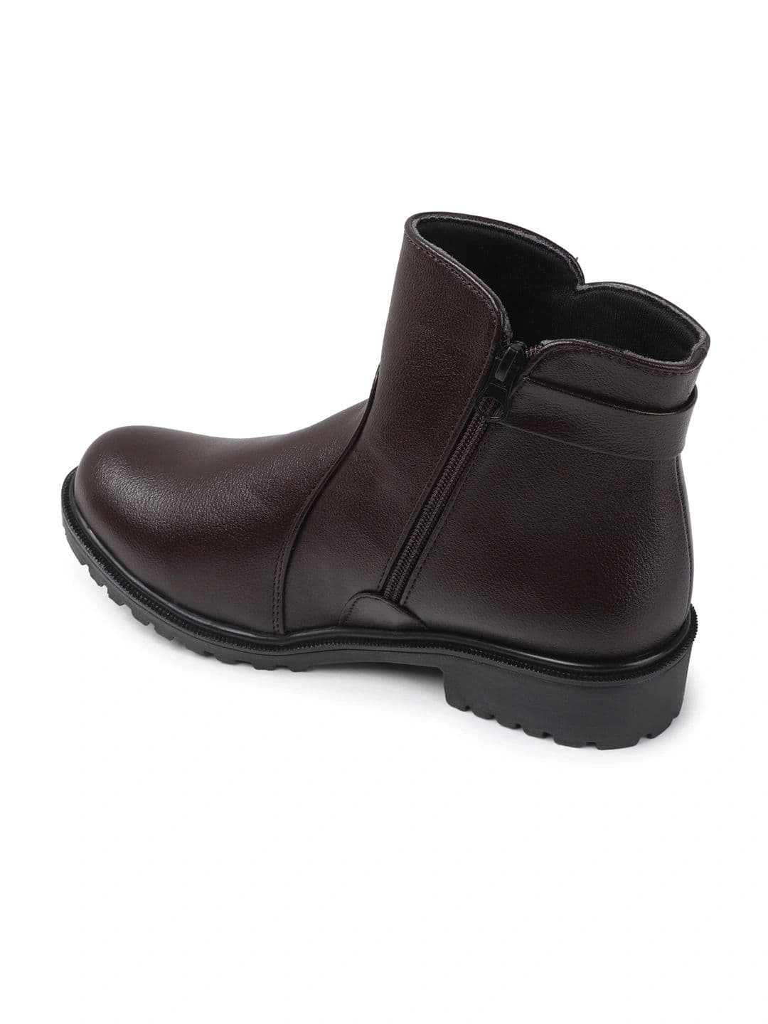 The Roadster Lifestyle Co Women Textured Round Toe Zip Fastening Ankle Boots with Block He thumbnail 6