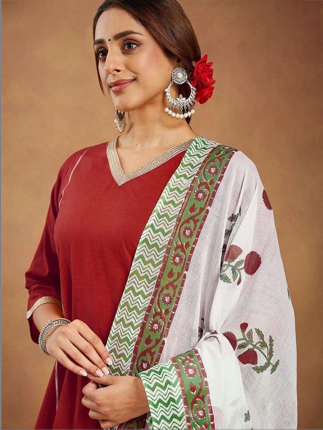 Trendy Kart2 Women Floral Regular Kurta with Trousers & With Dupatta thumbnail 6