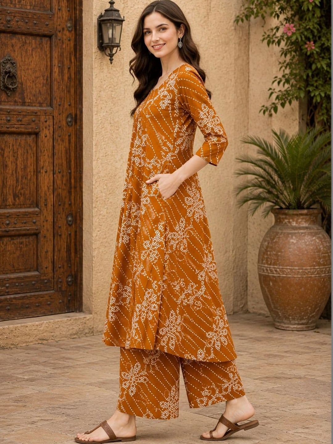 NEW ETHNIC 4 YOU Women Ethnic Motifs Printed Regular Kurta with Palazzos thumbnail 4