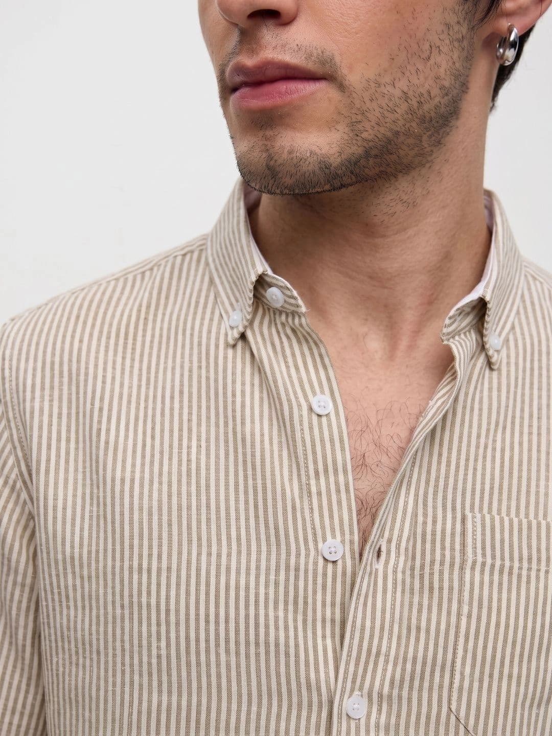 HENSHIKA Men Standard Striped Casual Shirt thumbnail 3