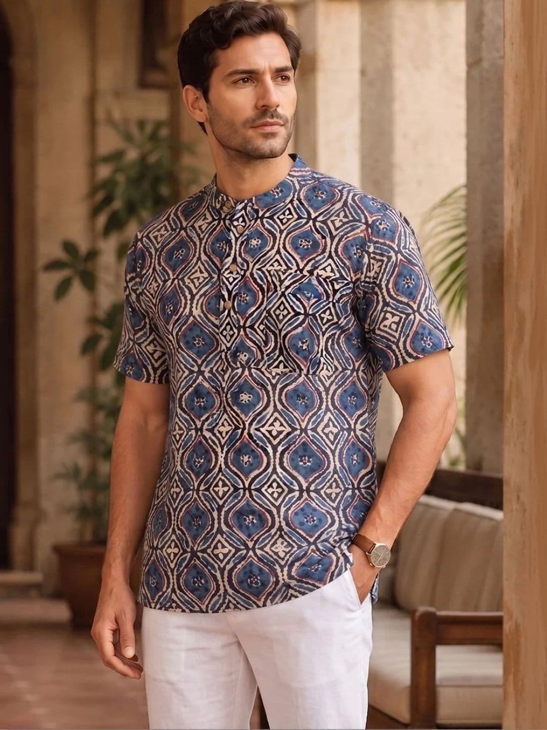 Avishya Men Tribal Printed Handloom Kurta - view 1