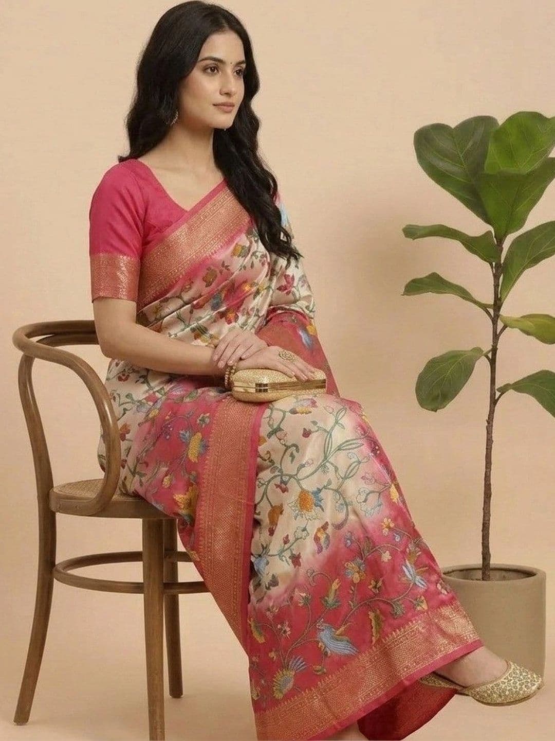 NARIVESH TRENDS Paisley Zari Silk Blend Saree thumbnail 2