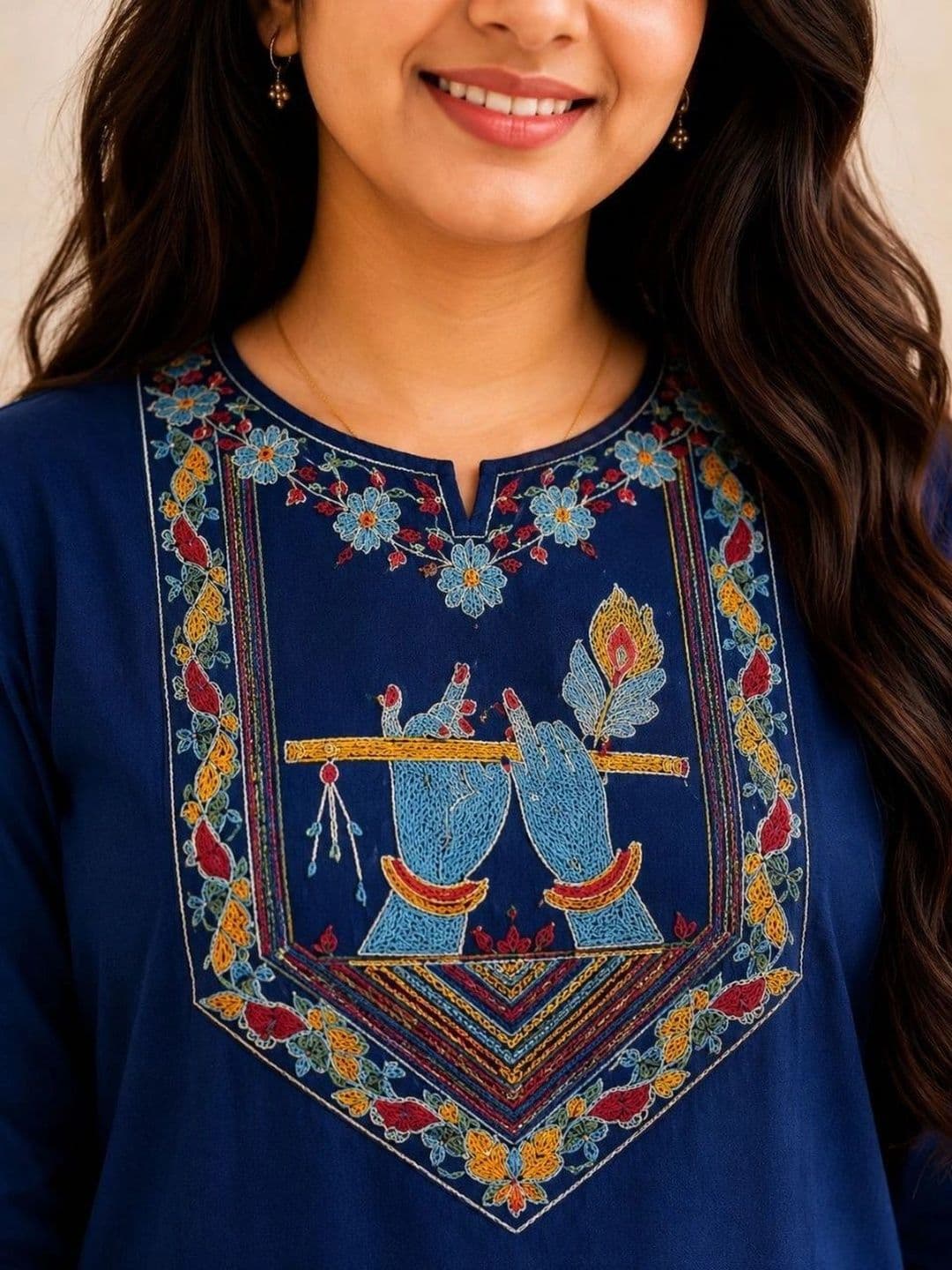 RAMRUT Women Ethnic Motifs Embroidered Regular Thread Work Kurta with Patiala thumbnail 5