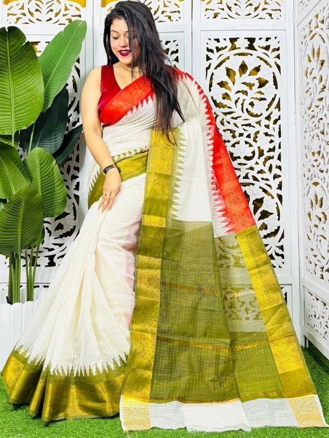 TWRIL Zari Pure Cotton Saree - view 1