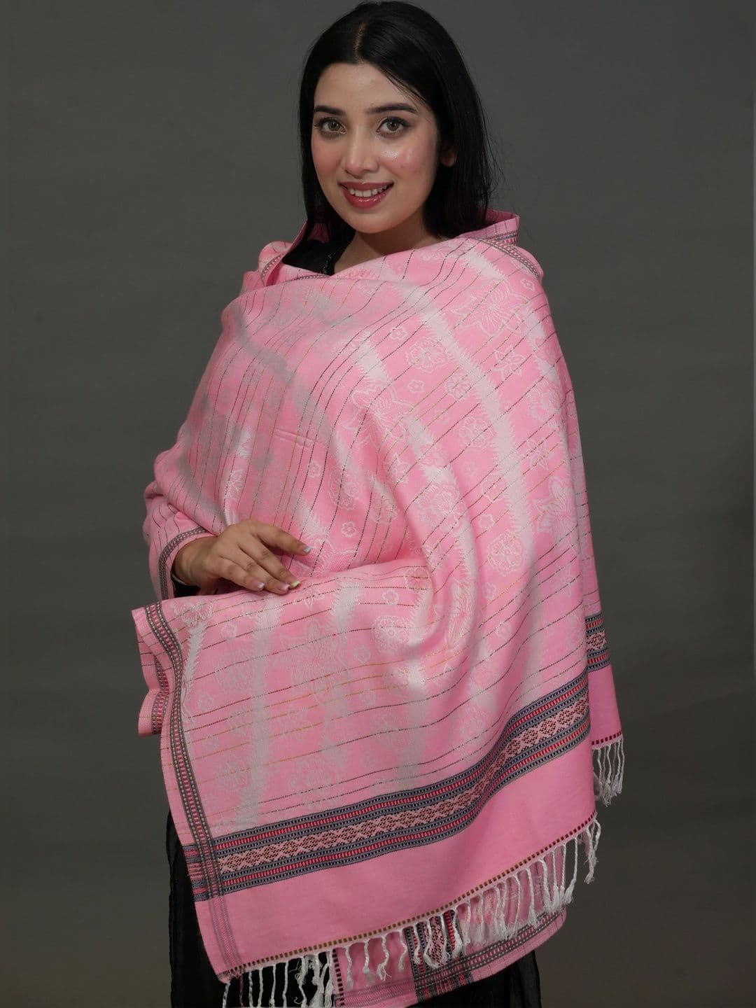 S.T. Women Woven Design Acrylic Shawl thumbnail 5