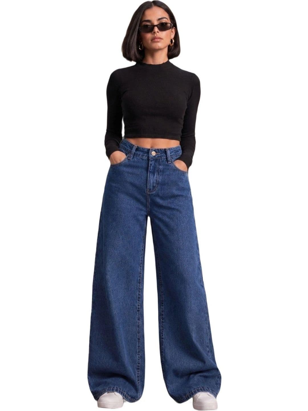 Mast & Harbour Women Comfort Wide Leg High-Rise Light Fade Stretchable Jeans thumbnail 6