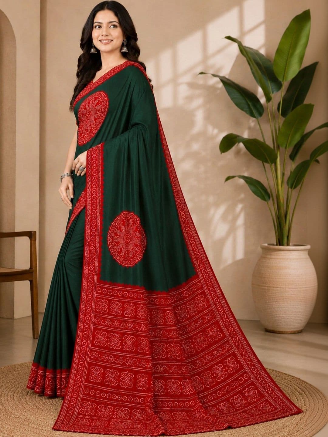 Anouk Bandhani Art Silk Designer Saree thumbnail 2