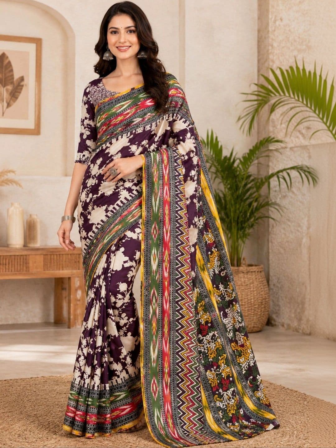 Anouk Floral Art Silk Designer Saree - view 1