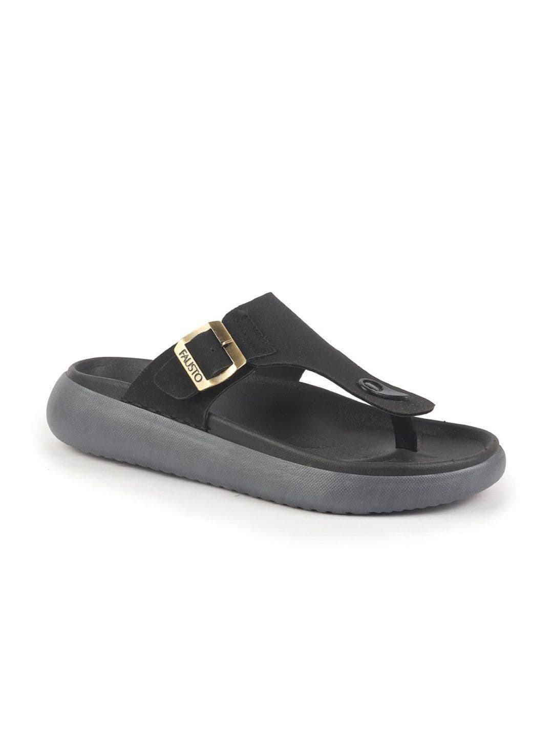 FAUSTO Men Solid Waterproof T-Strap Comfort Sandals thumbnail 6