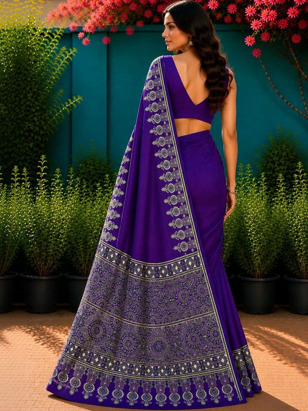 Anouk Ethnic Motifs Embroidered Art Silk Designer Saree thumbnail 3