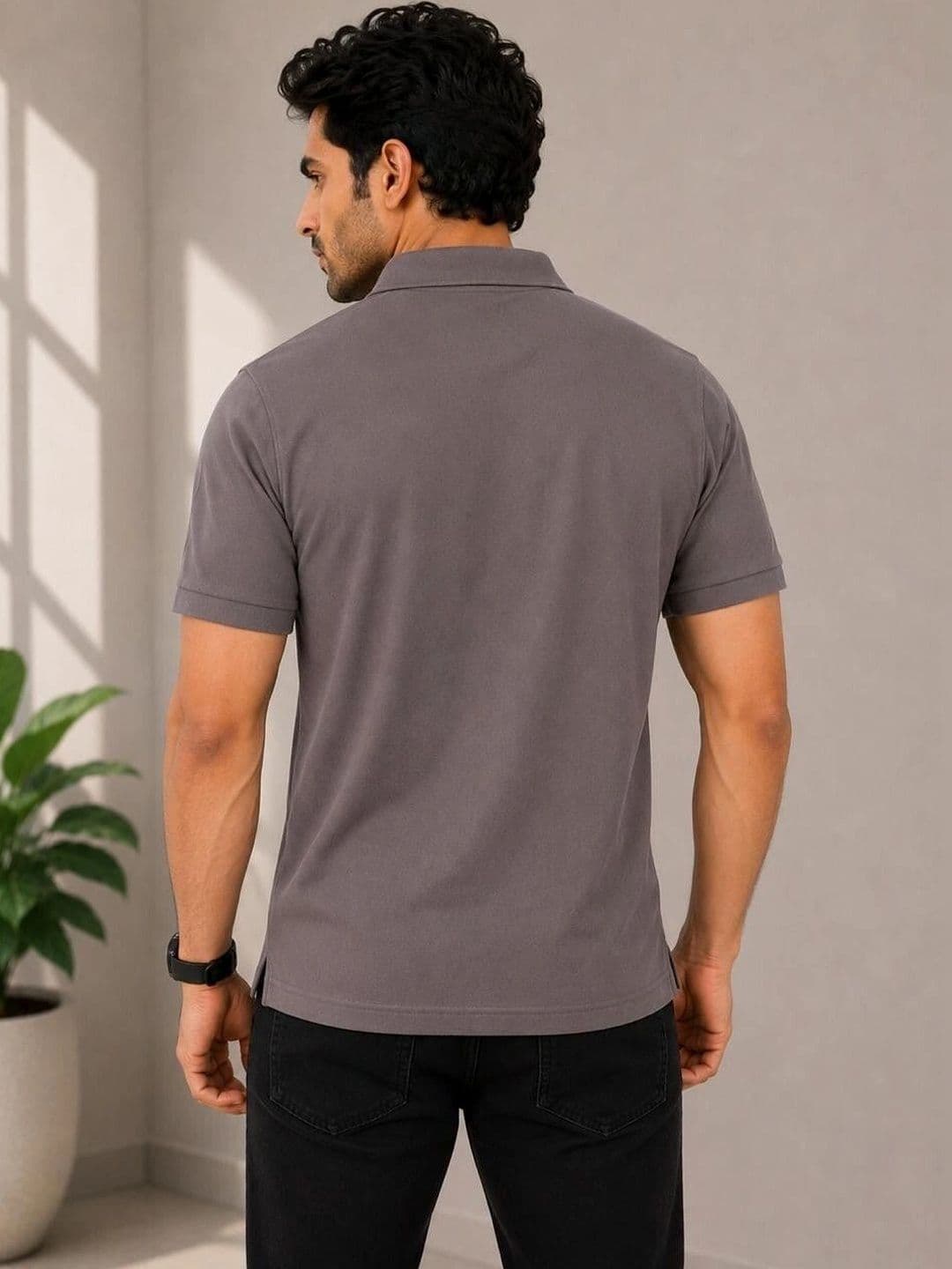 VELDEER Men Brand Logo Polo Collar T-shirt thumbnail 4